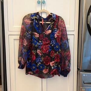 White House Black Market Sheer Floral Top